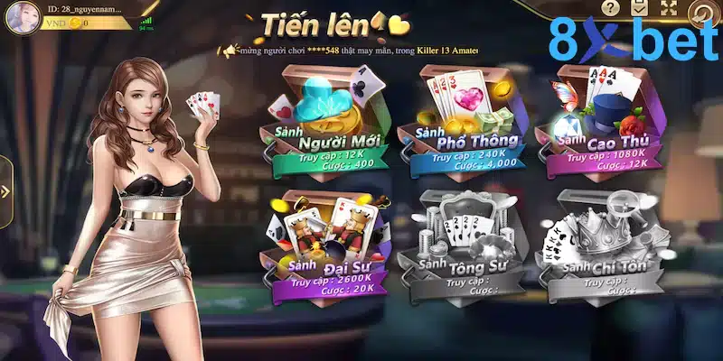 Chơi game đánh bài miễn phí trực tuyến thỏa đam mê tại 8xbet 4 Game bài Tiến lên quen thuộc
